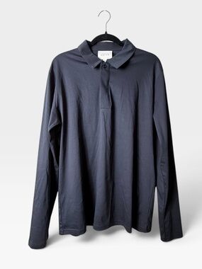Raith Button Collar Polo Shirt Men's Size XL Long Sleeve Navy Blue (D)